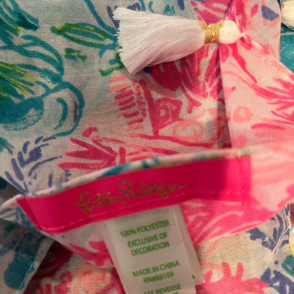 Lilly Pulitzer Multicolor Tropical Scarf 100% Polyester Fabric - Picture 7 of 11
